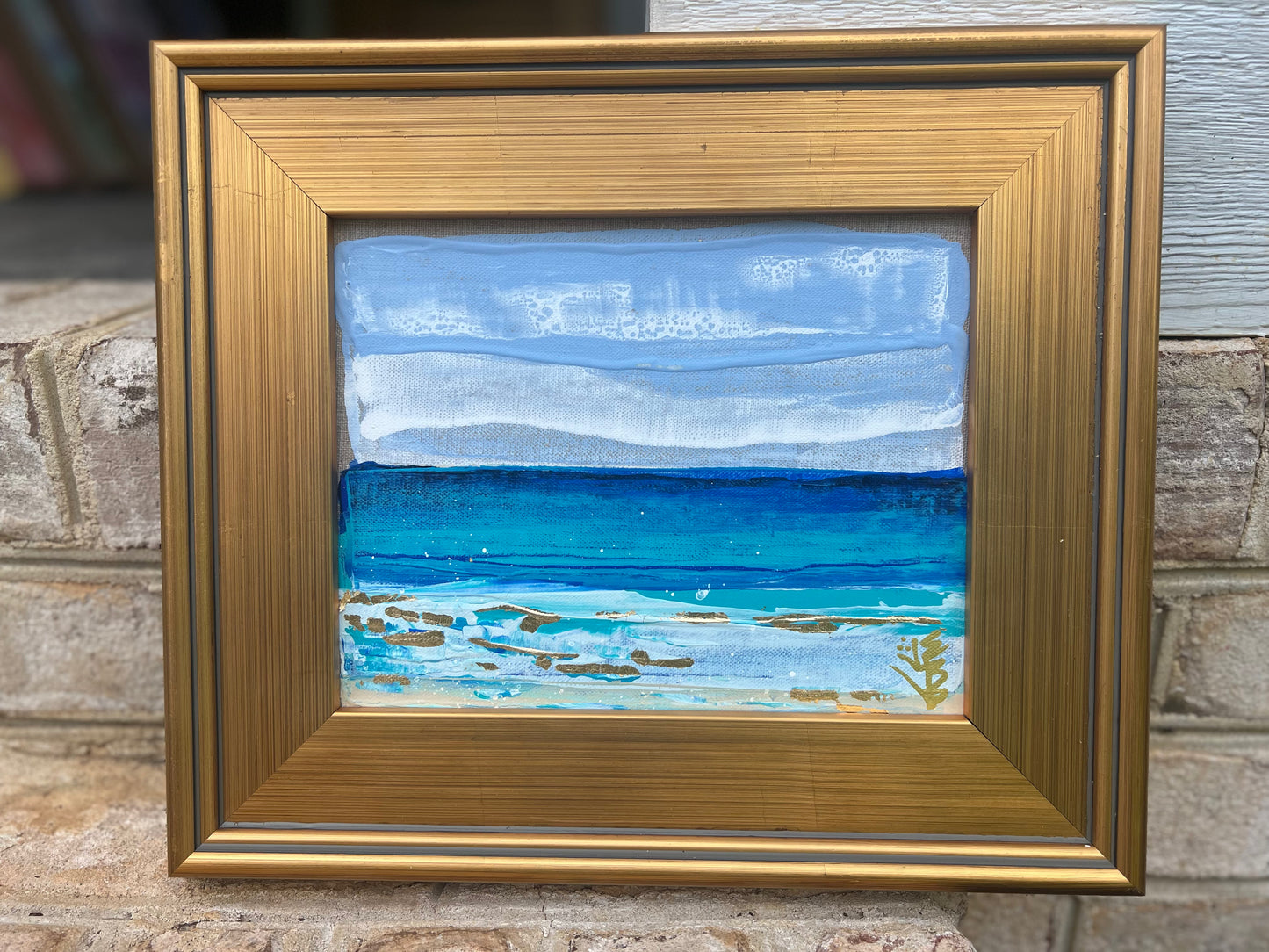 Minimalist beach horizon with gold leaf