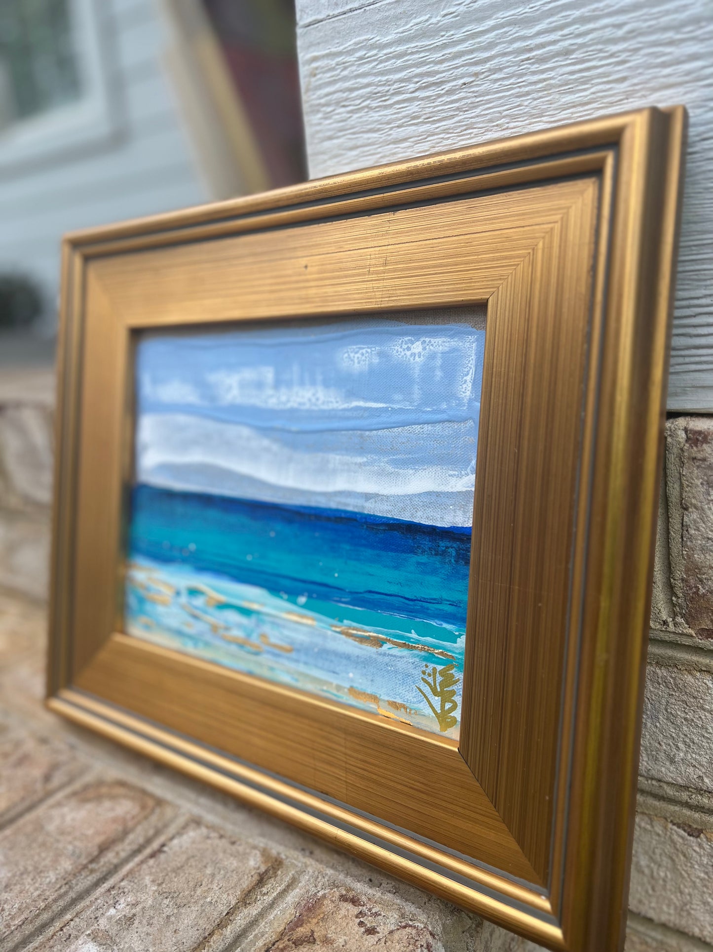 Minimalist beach horizon with gold leaf