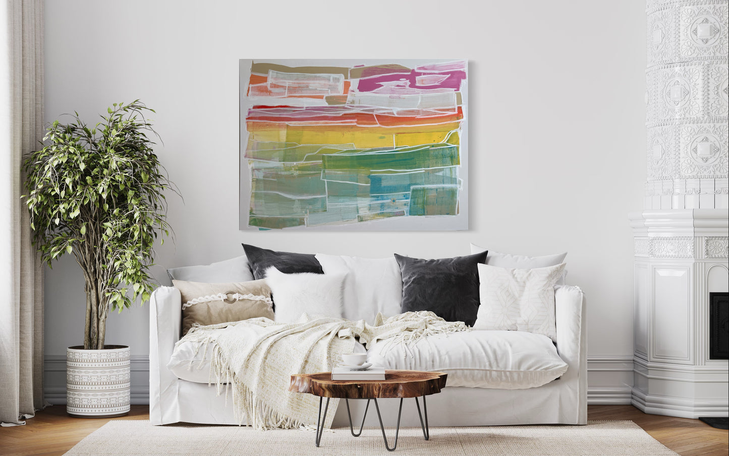 36x48 palette scape abstract rainbow sunset