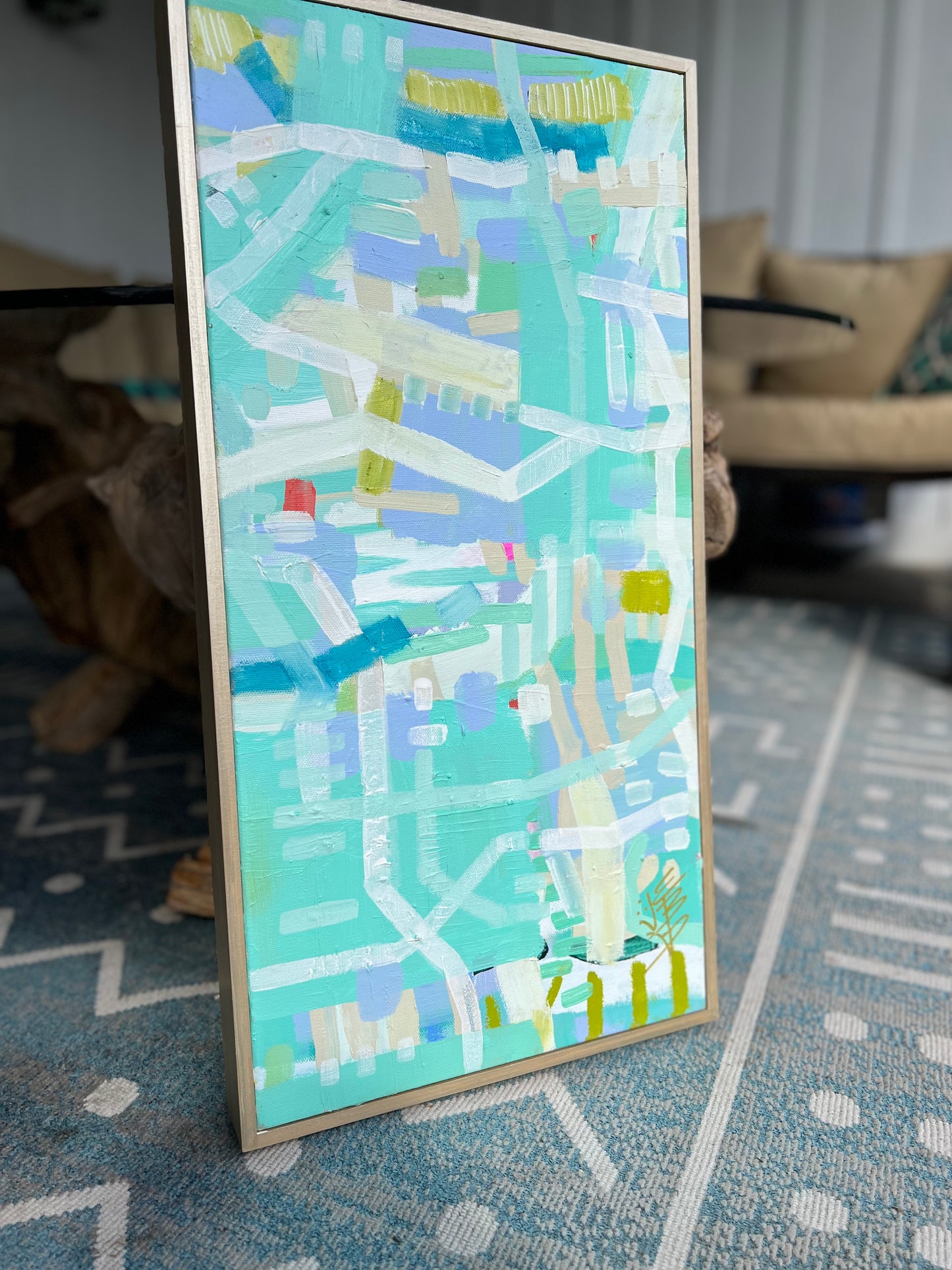 Intersections blue green abstract