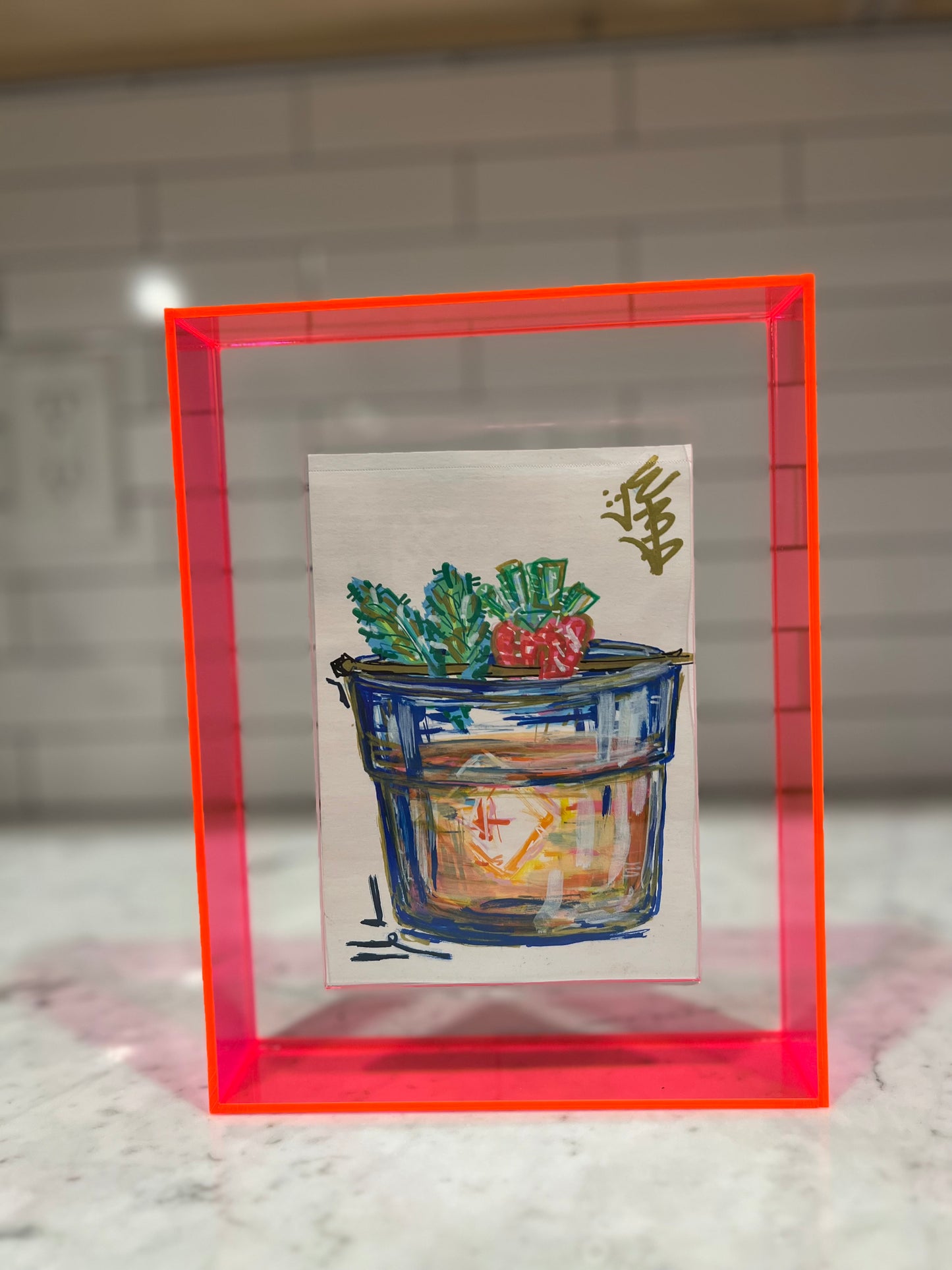 3x5 paper cocktails, strawberry mojito on light pink