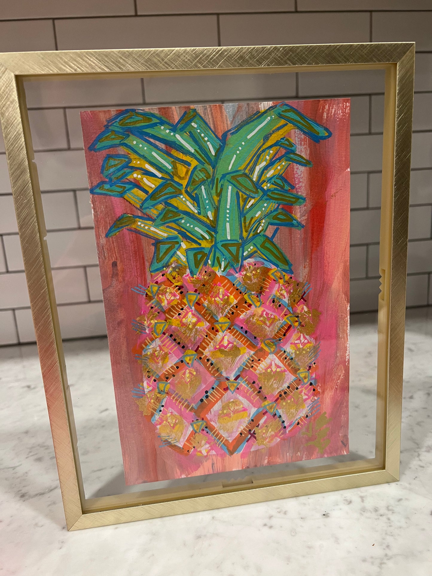 5x7 framed paper pineapple