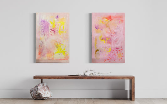 30x40 diptych pink abstracts