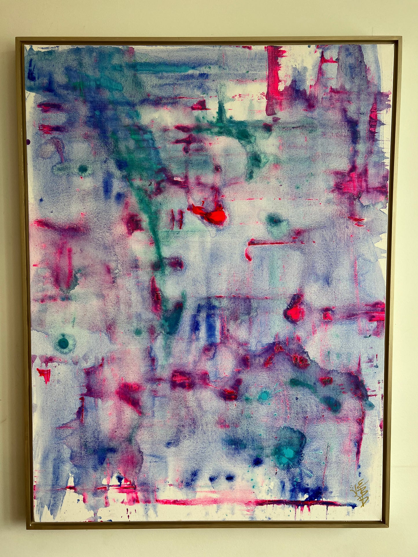 31x41 Saturated abstract blues, pinks 30x40