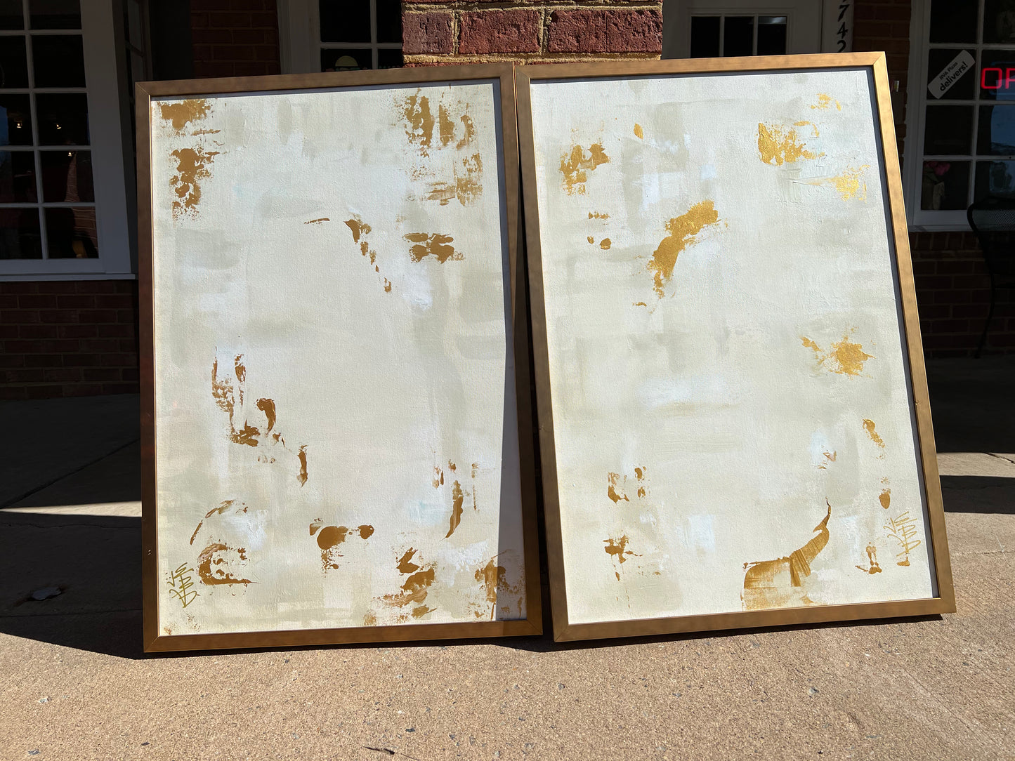 White and gold abstract pair