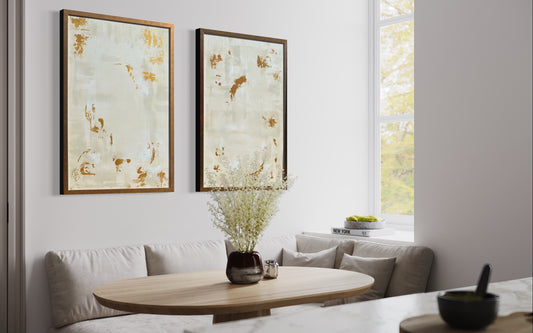 White and gold abstract pair